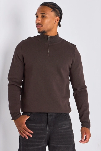 Gilet à demi-zip marron