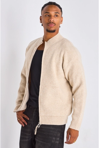 Veste côtelé beige à manches longues