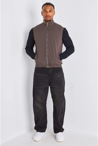 Veste sans manches réversible marron