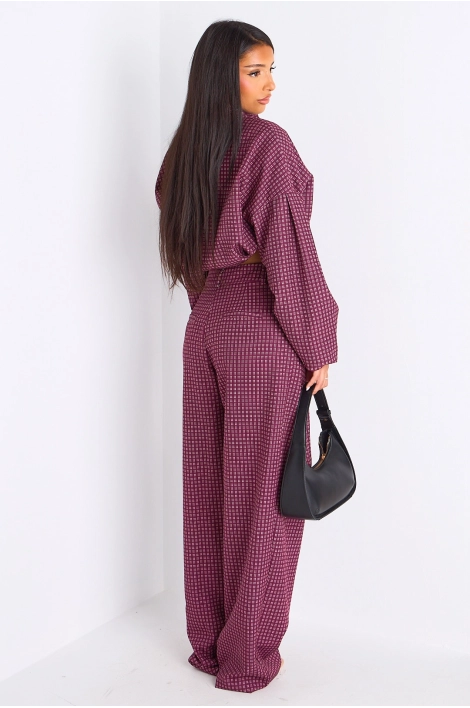 Ensemble deux pièces rouge veste + pantalon à carreaux