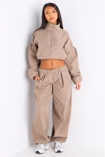Ensemble deux pièces taupe veste + pantalon