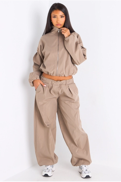 Ensemble deux pièces taupe veste + pantalon