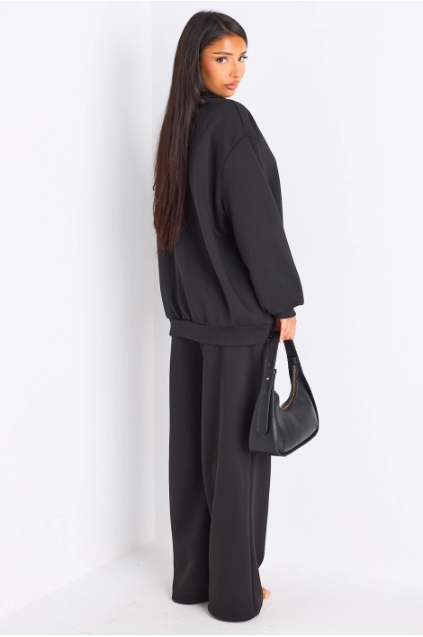 Ensemble deux pièces noir pull + jogging coupe droite