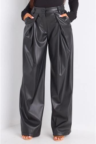 Pantalon simili cuir noir