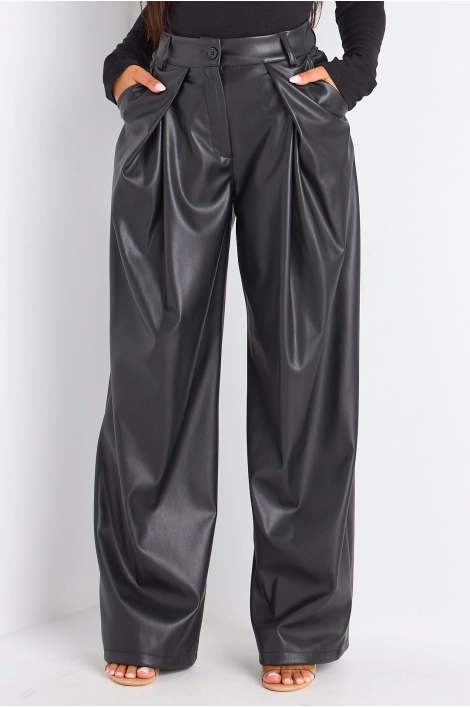 Pantalon simili cuir noir