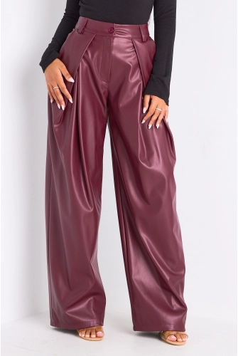 Pantalon simili cuir bordeaux