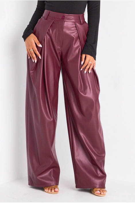 Pantalon simili cuir bordeaux