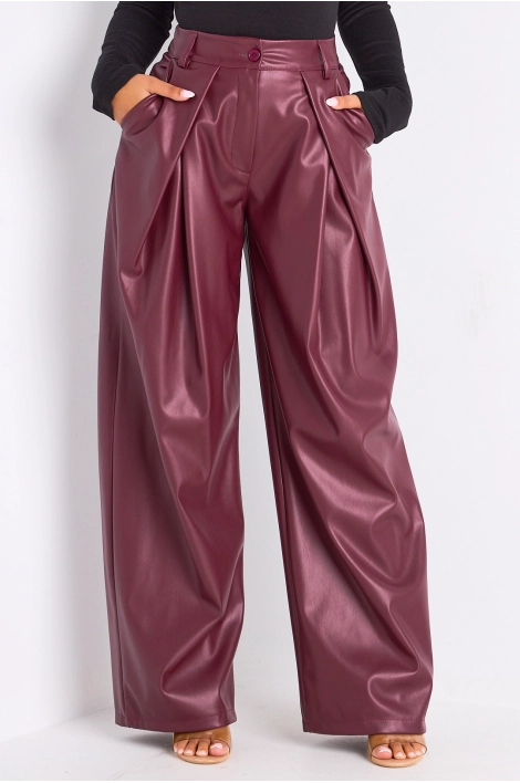 Pantalon simili cuir bordeaux
