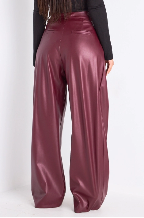 Pantalon simili cuir bordeaux