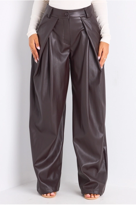 Pantalon simili cuir marron