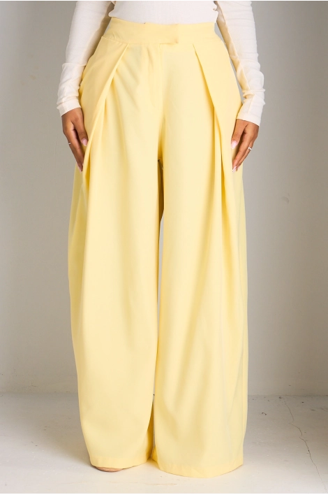 Pantalon tailleur jaune