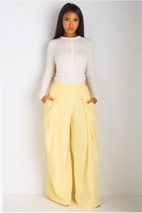 Pantalon tailleur jaune