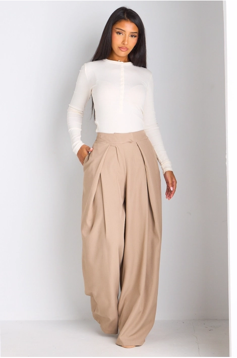 Pantalon tailleur taupe
