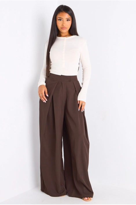 Pantalon tailleur marron