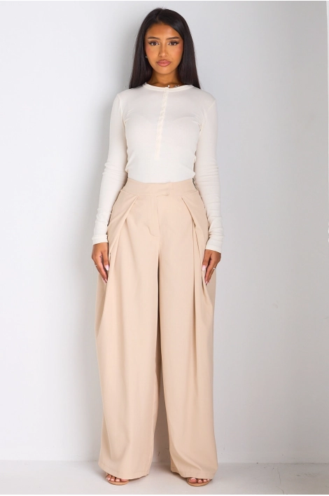 Pantalon tailleur beige