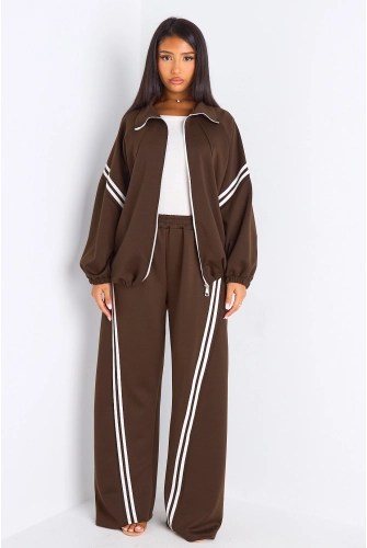 Ensemble de sport  marron à liseré blanc