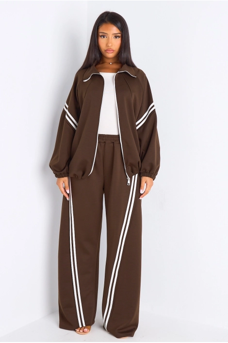 Ensemble de sport  marron à liseré blanc