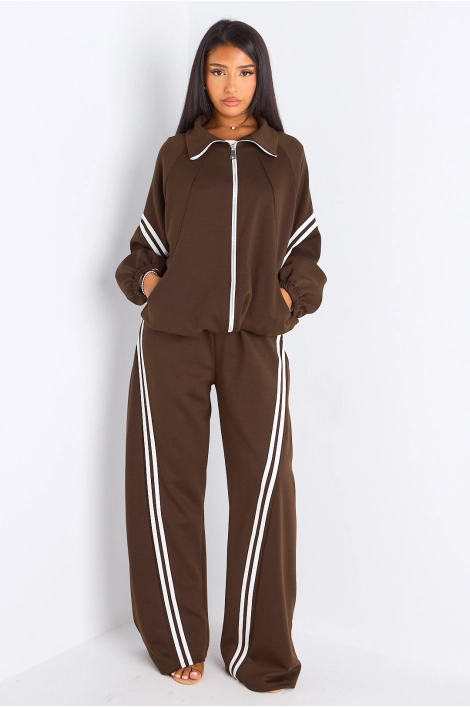 Ensemble de sport  marron à liseré blanc