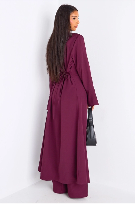 Ensemble 2 pièces : blouse + pantalon prune