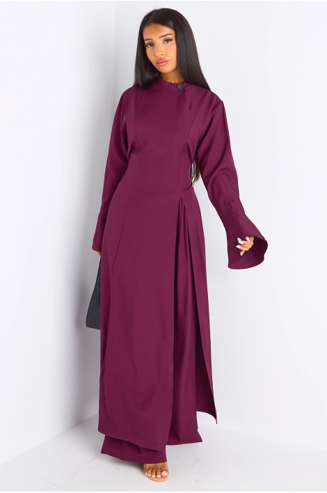 Ensemble 2 pièces : blouse + pantalon prune