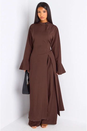 Ensemble 2 pièces : blouse + pantalon marron