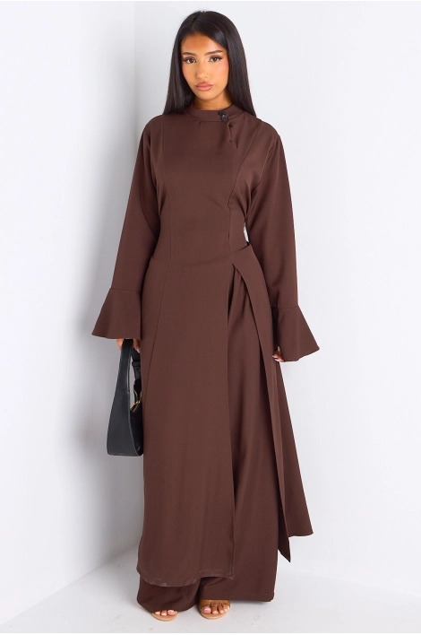 Ensemble 2 pièces : blouse + pantalon marron