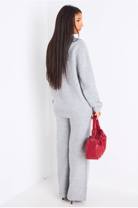 Ensemble deux pièces gris pull + jogging coupe droite en laine