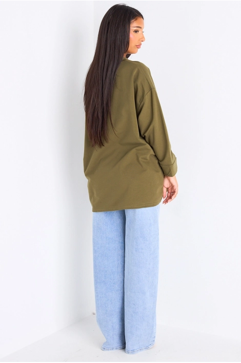 T-shirt mi-long kaki