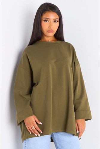 T-shirt mi-long kaki