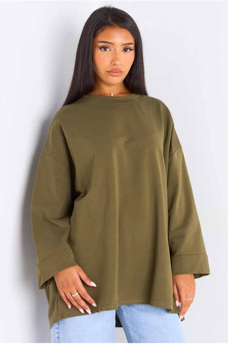 T-shirt mi-long kaki