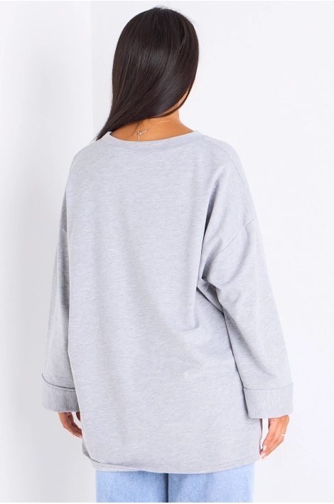 T-shirt mi-long gris clair