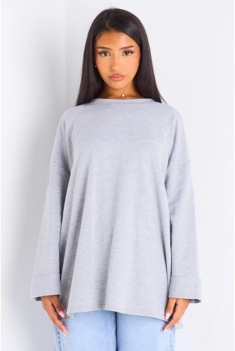 T-shirt mi-long gris clair
