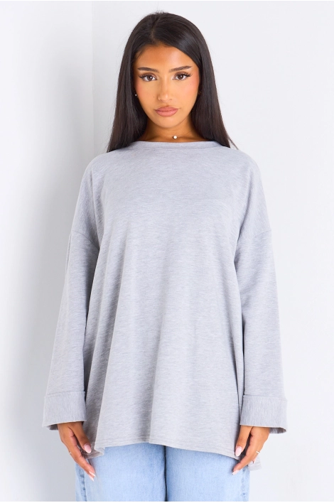 T-shirt mi-long gris clair