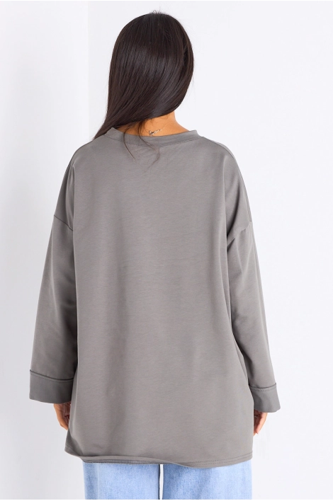 T-shirt mi-long anthracite