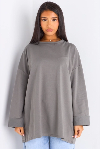 T-shirt mi-long anthracite