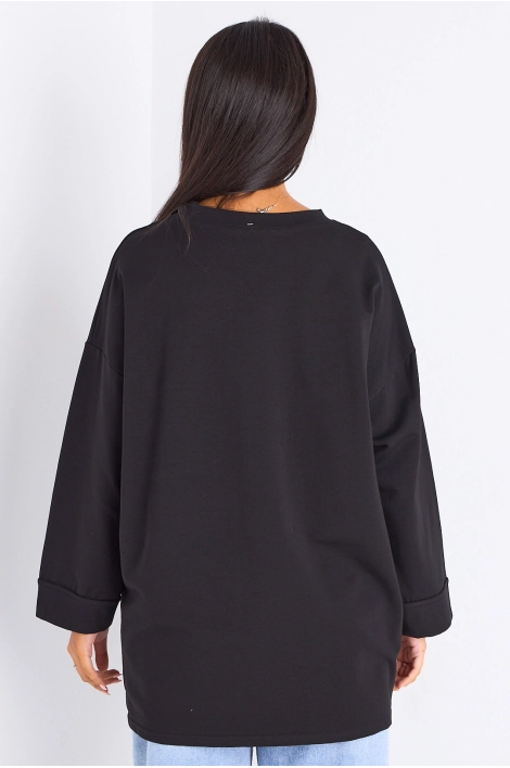 T-shirt mi-long noir