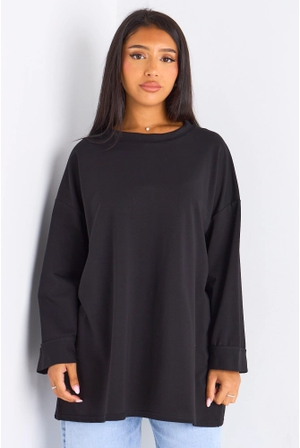T-shirt mi-long noir