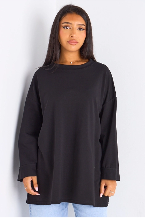 T-shirt mi-long noir
