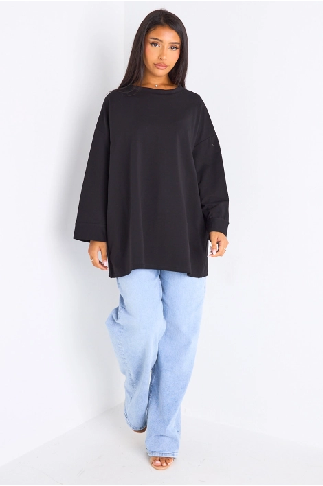 T-shirt mi-long noir