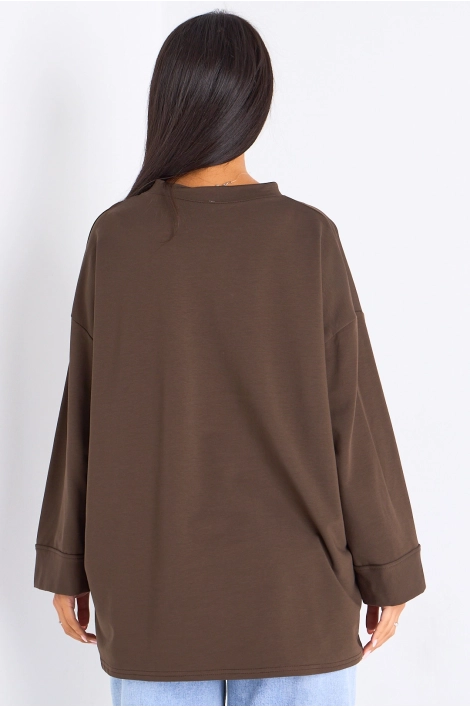 T-shirt mi-long marron