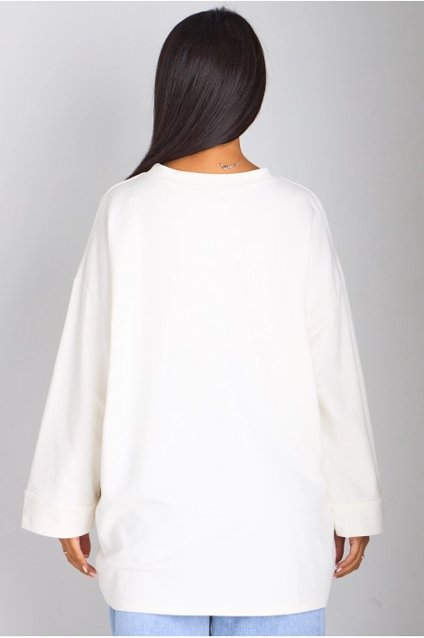 T-shirt mi-long blanc