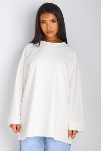 T-shirt mi-long blanc