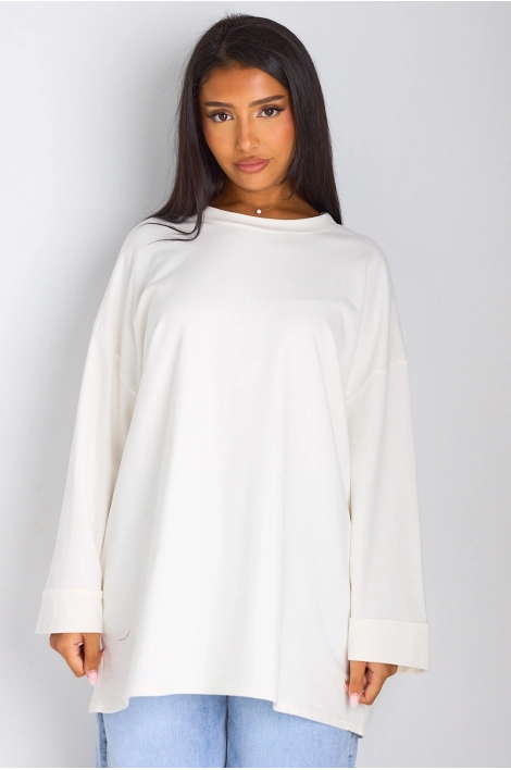 T-shirt mi-long blanc