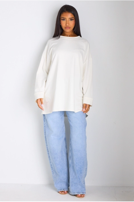 T-shirt mi-long blanc