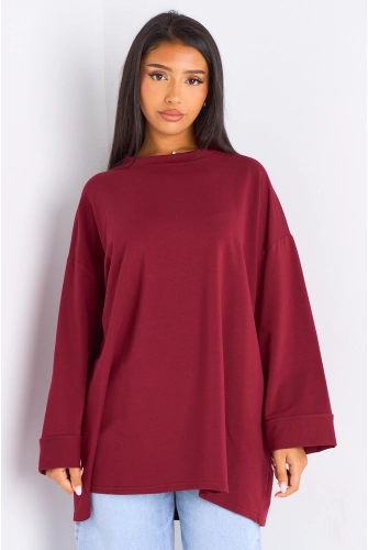 T-shirt mi-long bordeaux