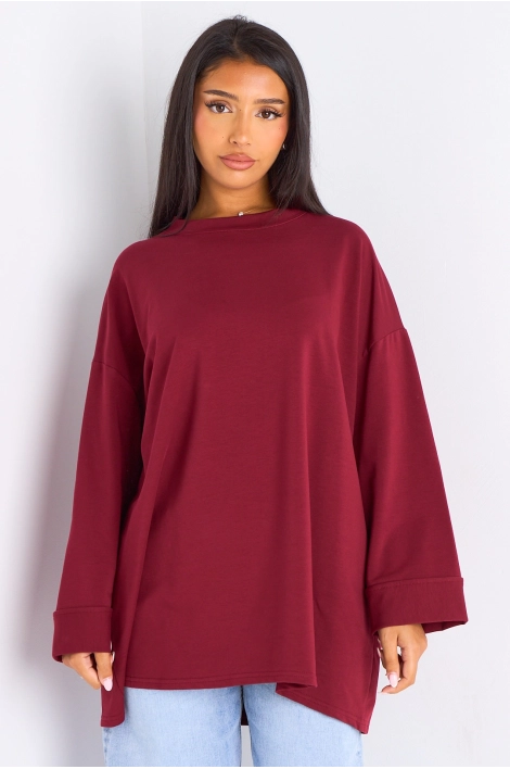 T-shirt mi-long bordeaux