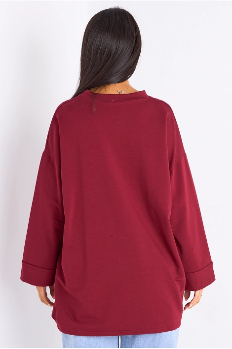 T-shirt mi-long bordeaux