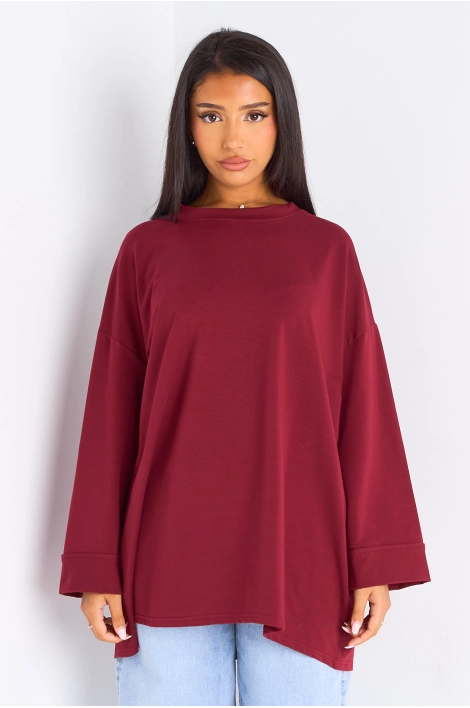 T-shirt mi-long bordeaux