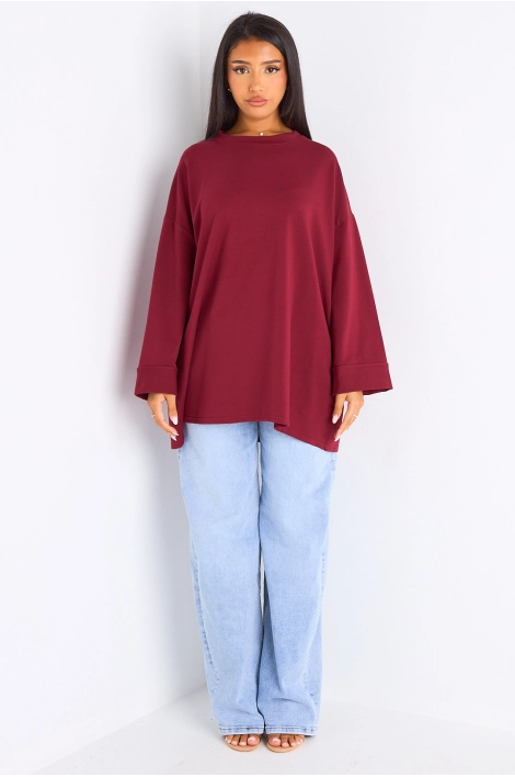 T-shirt mi-long bordeaux