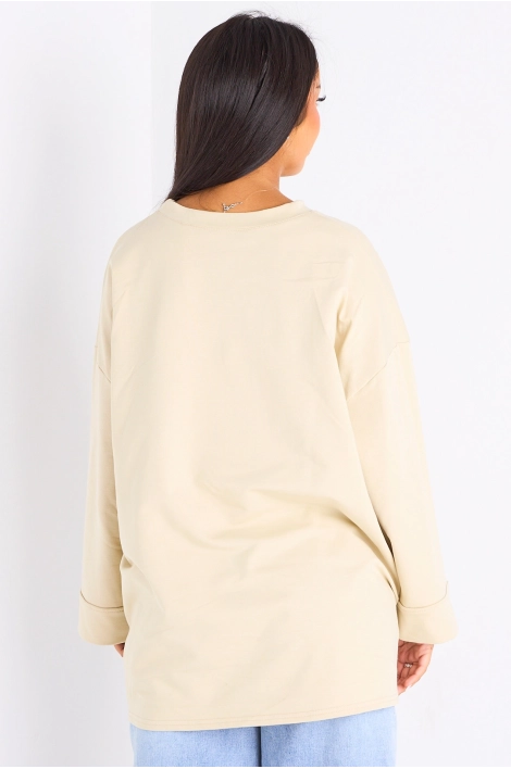 T-shirt mi-long beige